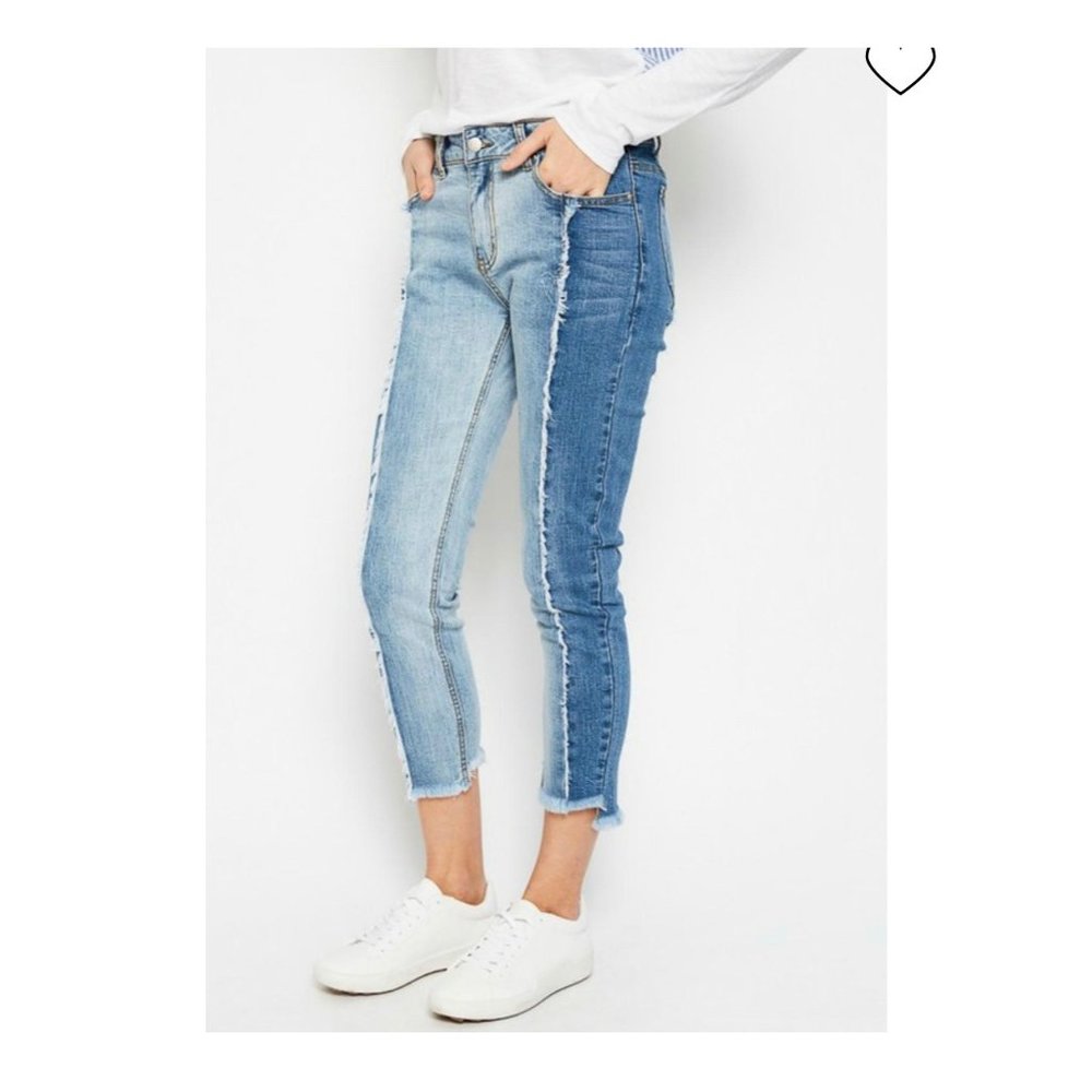 Hayden the Dylanger frayed 2 tone skinny jeans size M